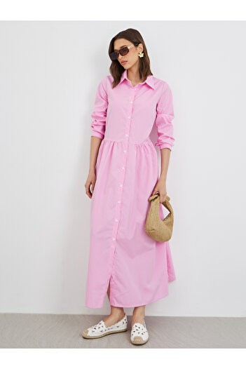 Take Two By Styli Checked Print Buttoned A-Line Maxi Dress