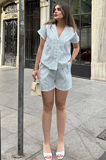 NEW LAVİVA Women's Abraj Collar Brode Detailed Shorts Suit