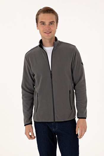 U.S. Polo Assn. Erkek Regular Fit Gri Polar Örme Hırka 50313779-VR024