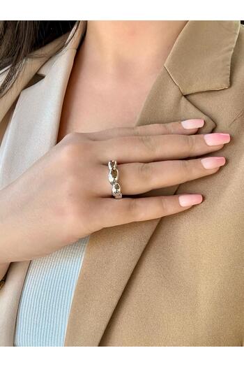 My Life Accessory New Series Polished Asymmetric Curved Daily Adjustable Women's Ring Silver Silver