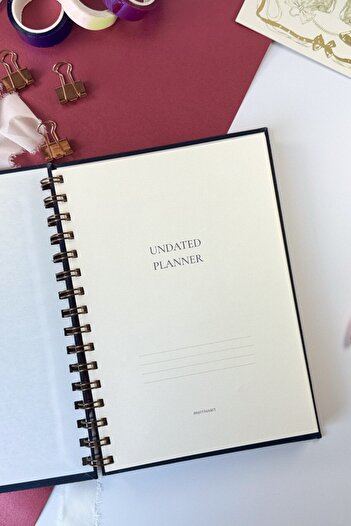 Martius Art A5 Spiral Linen Timeless Planner Agenda with Motivational Pages Sticker Black
