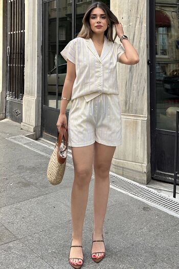 NEW LAVİVA Women's Abraj Collar Brode Detailed Shorts Suit