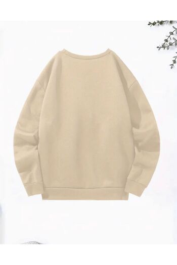 caddekombin Love İs All Printed Crew Neck Beige Sweatshirt