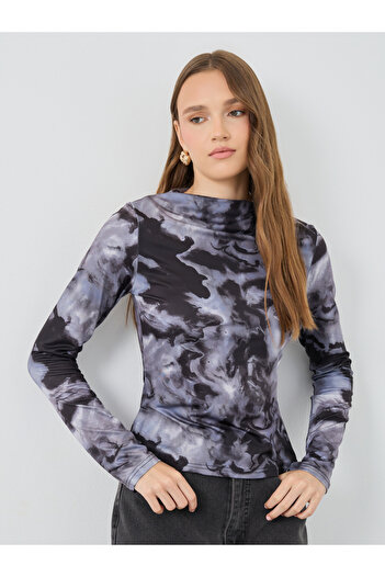 Take Two By Styli Dye Print Long Sleeve Top