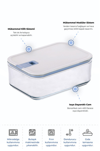 NEOFLAM Perfect Seal Deep Glass Storage Container 1600 ml