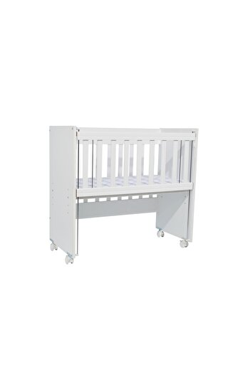 Nichiduta Patut din lemn Nichiduta Mini Cot White cu laterala culisanta,somiera reglabila pe 4 nivele de inalt