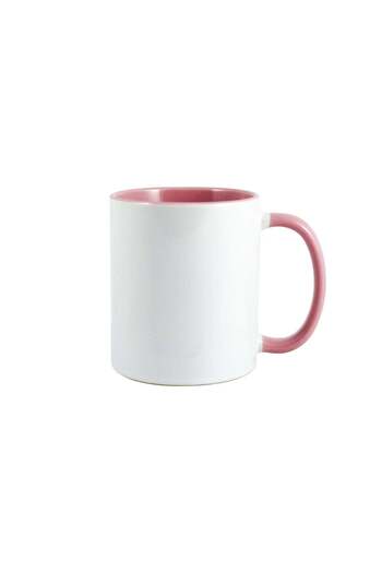 Bisbell Coffee Mug,Tea Cup,Ceramic Mug,Mug White Outside/Pink Inside & Handle