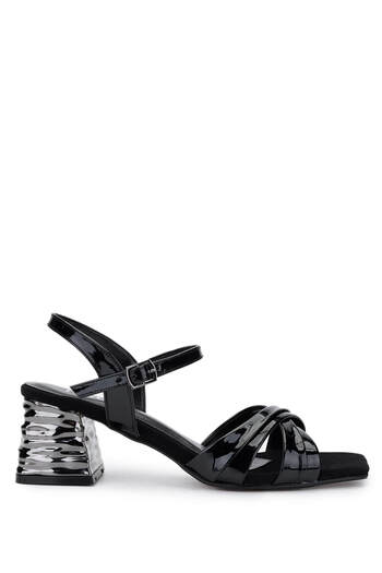 Tamer Tanca Women's Vegan Black Patent Leather Heeled Shoes
