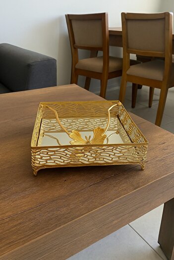 Magic Objects Aynalı Tezgah Üstü Kare Gold Peçetelik