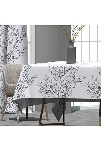 Pucioasa Teflon-coated cotton tablecloth, 120x160cm, gray twigs
