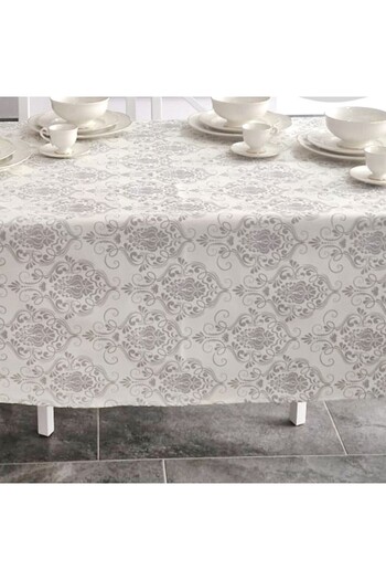 Pucioasa Teflon-coated cotton tablecloth, 120x160cm, gray baroque pattern