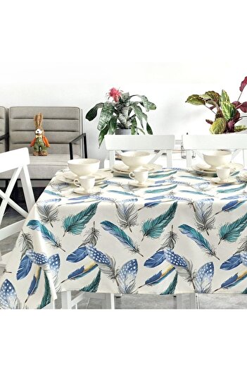 Pucioasa Teflon-coated cotton tablecloth, 160x220cm, feather pattern