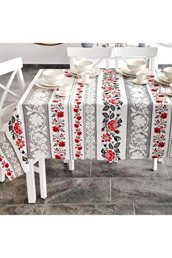 Pucioasa Teflon-coated cotton tablecloth, round, diameter 160cm, traditional pattern