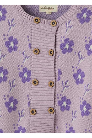 Uludağ Triko Lilac Organic Cotton Floral Buttoned 2-Piece Set
