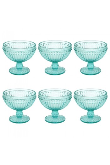Raki Set of 6 green glass bowls RAKI VINTAGE GREEN for ice cream 12x10cm 350ml
