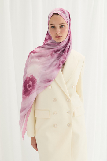cs camellia scarf Velvet Cashmere Shawl - Pink