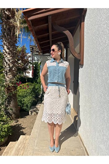 BRGCLOTHING Premium Design Knitted Jean Skirt