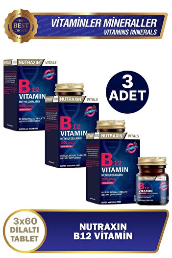 Nutraxin Vitamin B12 60 Tablets 3 Pcs