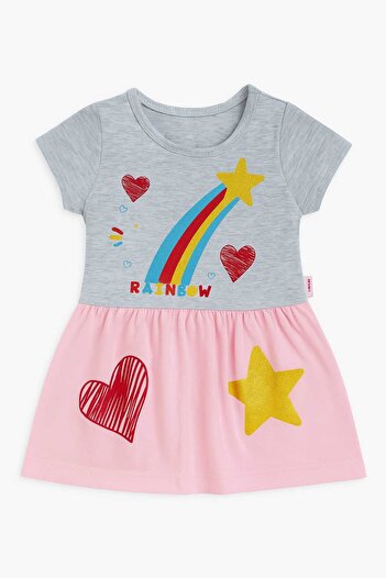 Oz Baby Rainbow Printed Baby Girl Summer Dress Model