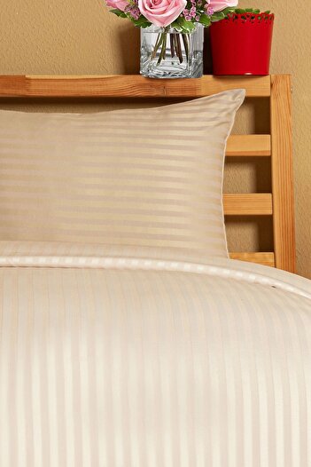 SELONYA Cotton Satin Striped Duvet Cover Set Double Size Bed Sheet+Pillow+Duvet Cover