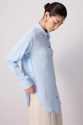 Touché Privé Gold Button Detailed Viscose Shirt