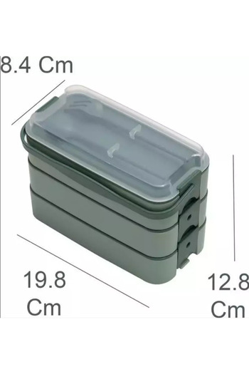 ATABY Gondol Layer G-770 Lunch Box (3 Tiers X 420ml & Fork & Spoon & Single Carrying Handle) (Pink, Y