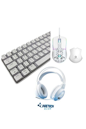 Hietech Kablolu Oyuncu Klavyesi RGB Mekanik Klavye  Uyumlu T60 + Oyuncu Mouse + Oyuncu Kulaklık