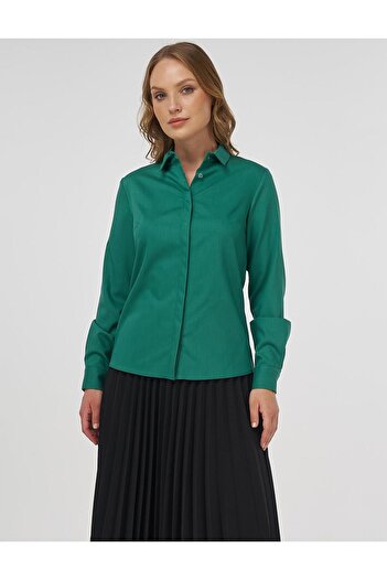 Kayra Shirt Collar Blouse Green