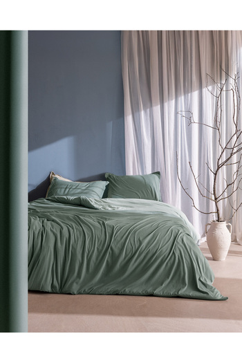 Madame Coco Lumi Single Cotton Combed Elastic Duvet Cover Set - Mint Green
