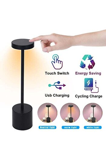 fulina Cordless Table Lamp,6000mAh Wireless LED Table Light with 3 Color Stepless Dimming by Touch, USB Rec