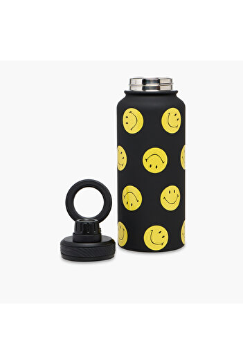 Lifestyle Smiley Print Double Wall Stainless Steel Sipper Water Bottle - 1 L