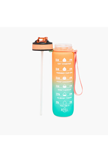 Lifestyle Printed Sipper Water Bottle with Push Button and Strap Handle - 1 L