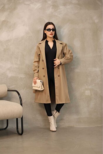 QUBERZ Balloon Sleeve Trench Coat - A2
