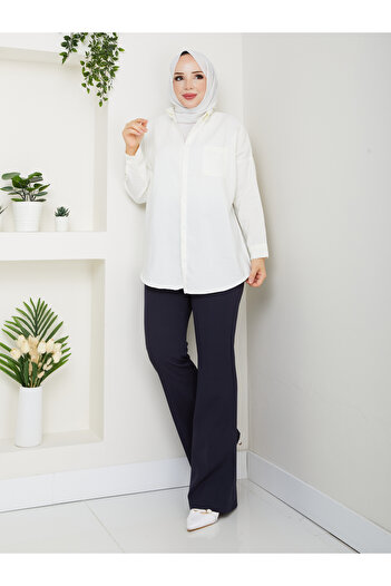 Moda İncir Spanish Cuff Trousers with Elastic Waist
