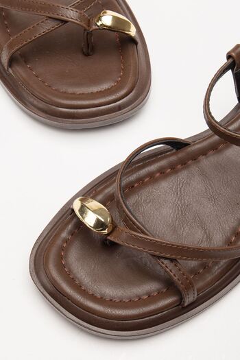 Hayalimdeki Ayakkabı Women's Brown Gold Ring Detailed Daily Sandals