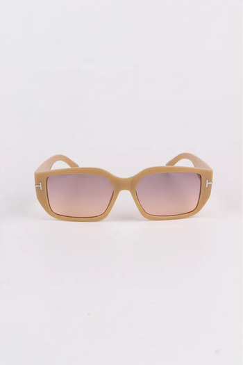 MACERATİ Caramello Nude Square Frame Colored Glass Sunglasses