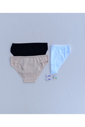 siyalife Women's Cotton 3-Piece Combed Cotton Fabric Panties Bikini Slip