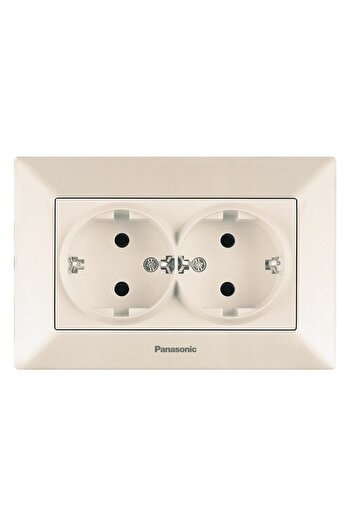PANASONIC Double Schuko Socket with Child Protection Arkedia Beige