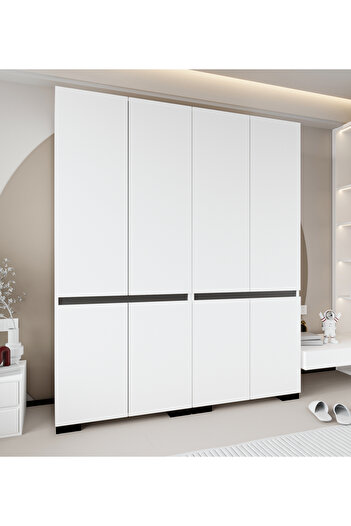VM VERTEX MOBİLYA Floransa 8 Kapılı Flr8-A3AR Beyaz- Antrasit Gardırop