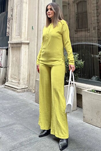 NEW LAVİVA Women's Crew Neck Blouse-Elastic Waist Maya Suit 700-3563