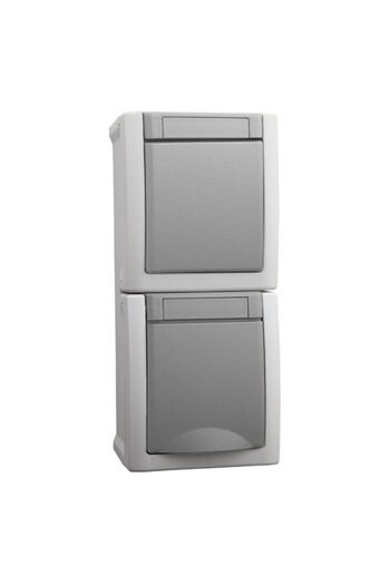 PANASONIC Socket Schuko + Stair Switch IP54 Gray Vertical