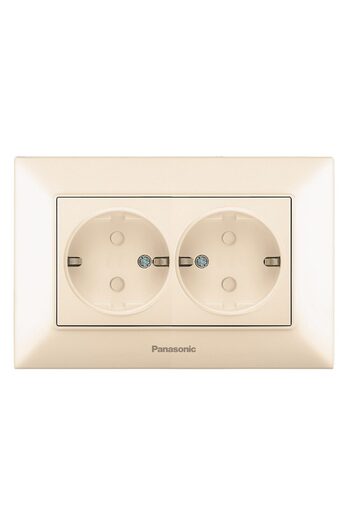 PANASONIC Double Schuko Outlet with Child Protection - Arkedia Slim Beige