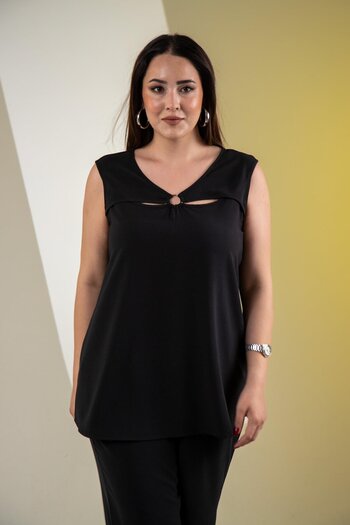 Roxxlen Large Size Ring Detailed 2'Litakım Black