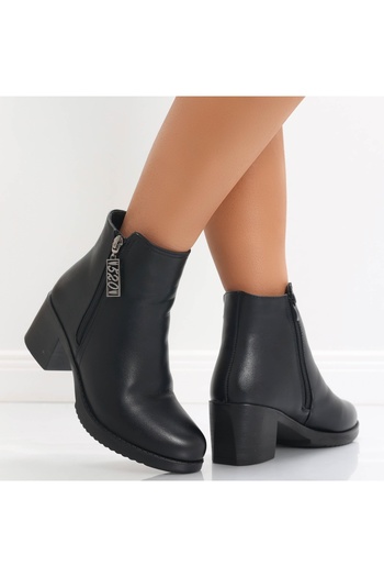 MODA STİL Women's Black Fur-lined Boots Made of Rakifa Eco-Leather, 40