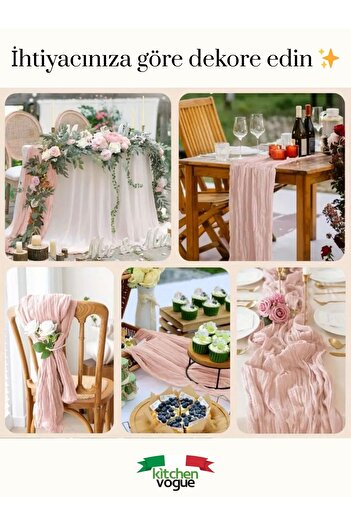 Kitchen Vogue Bohem Dekoratif Runner Masa Örtüsü | Düğün, Parti, Söz, Nişan, Özel Gün Dekorasyonu Sofra Süslemesi