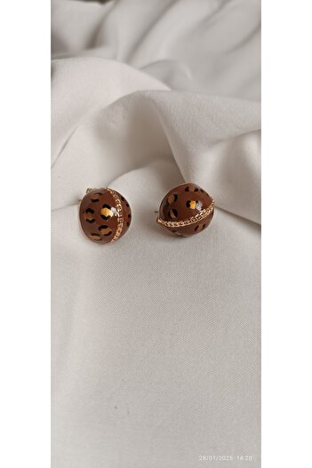 ARİ TAKI Leopard Ball Steel Earrings