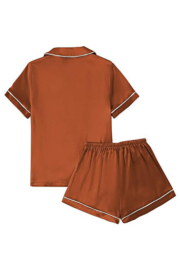Caprisious Satin Silk Women's Pajama Set - 2-Piece Summer Sleepwear, Button-Down Top and Shorts