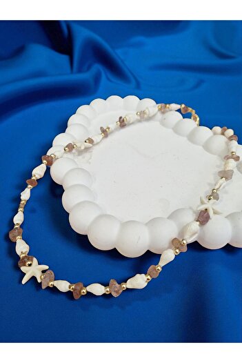 Vinlora Design Rose Quartz Stone Starfish Conch Necklace – Handmade Natural Design