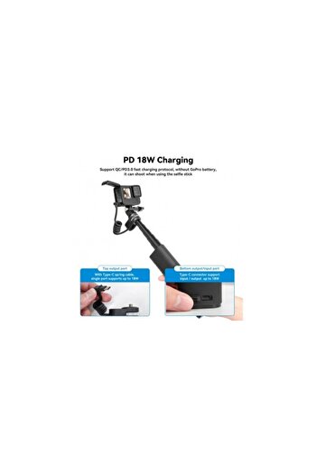 TELESIN Stick selfie cu baterie, Telesin, compatibil cu GoPro, Insta360, DJI Action, lungime 90 cm, IP52