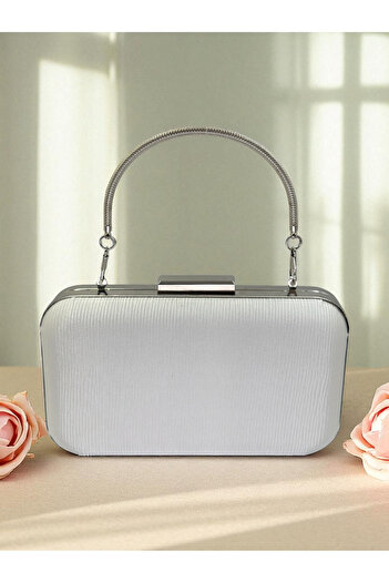Biçanta Ecru Color Waterway Patterned Satin Women's Evening Dress Bag Wedding Engagement Graduation